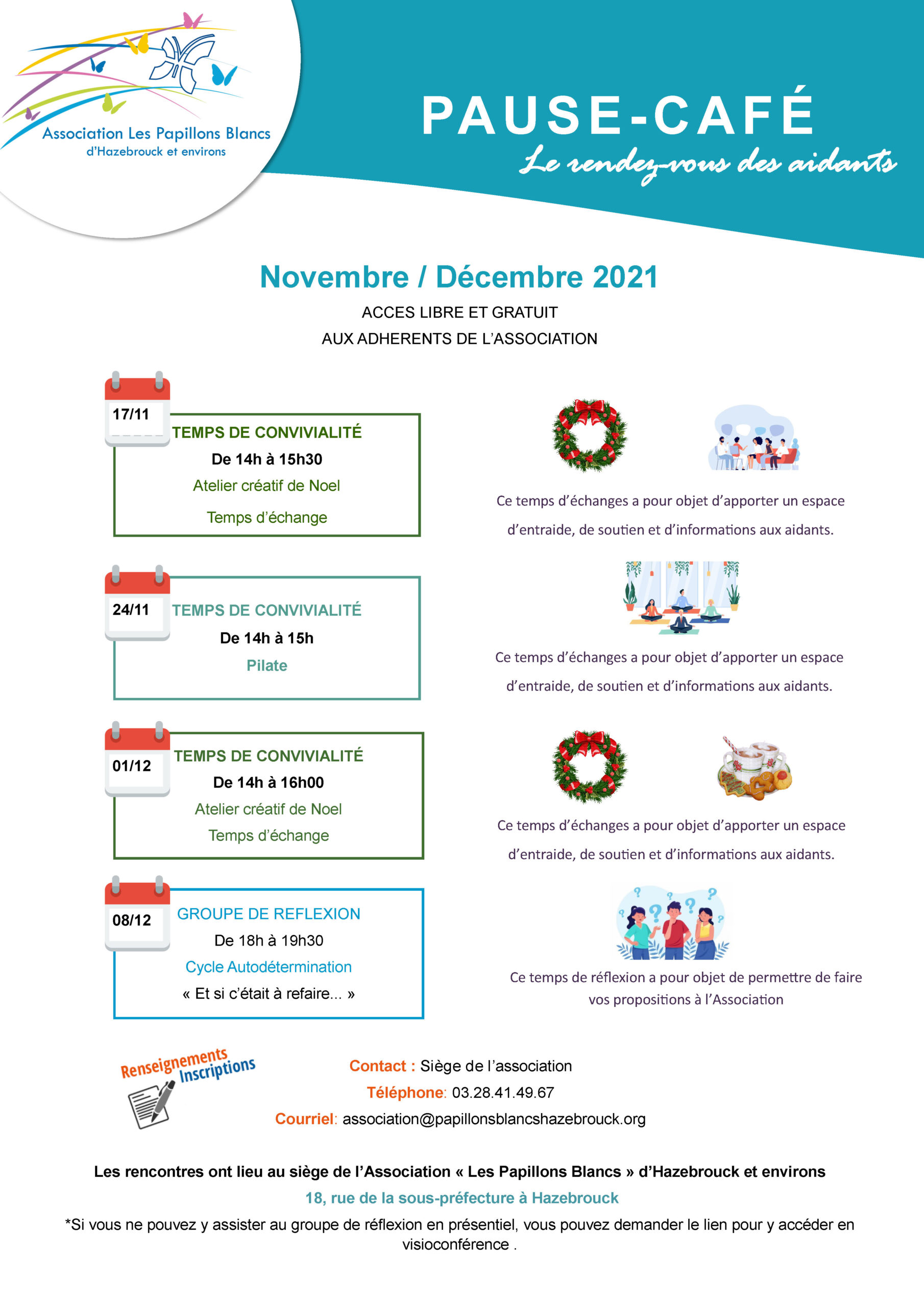 PAUSE CAFE 2021 NOV DEC infographie communication A3 flyers impresssion A4